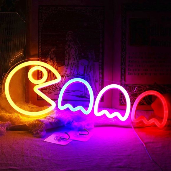 Urban Outfitters Other - Neon Retro Pac Man LED Gamer Man Cave Cartoon Teen/Boys Room Wall Light Decor